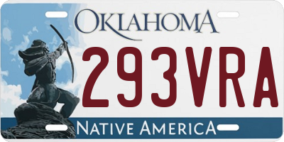 OK license plate 293VRA
