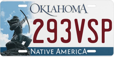 OK license plate 293VSP