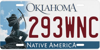 OK license plate 293WNC