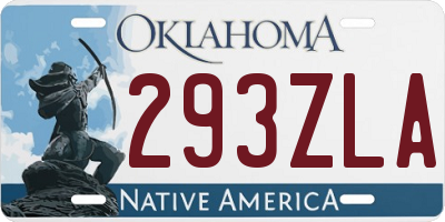 OK license plate 293ZLA