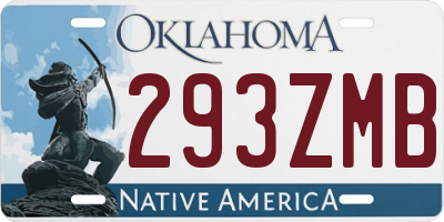 OK license plate 293ZMB
