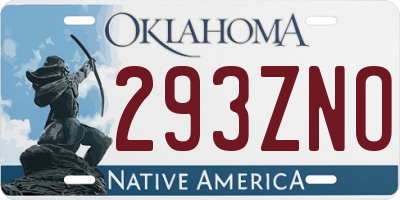 OK license plate 293ZNO