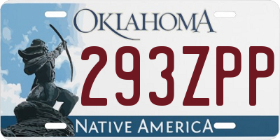 OK license plate 293ZPP