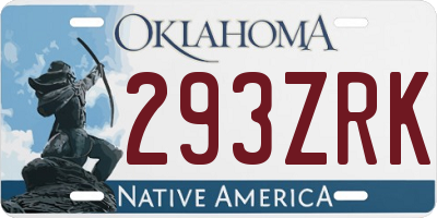 OK license plate 293ZRK