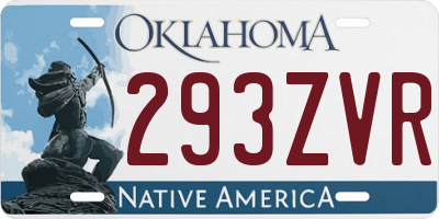 OK license plate 293ZVR