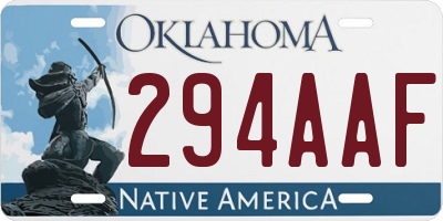 OK license plate 294AAF