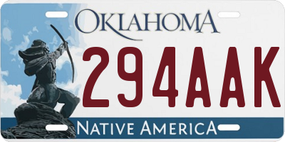 OK license plate 294AAK