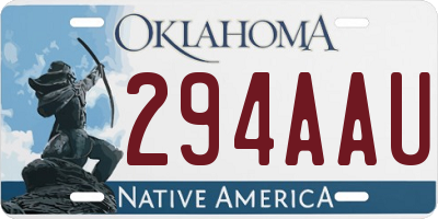 OK license plate 294AAU