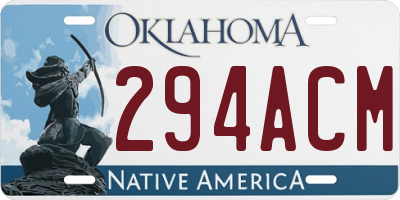 OK license plate 294ACM