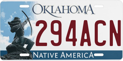 OK license plate 294ACN