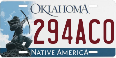 OK license plate 294ACO