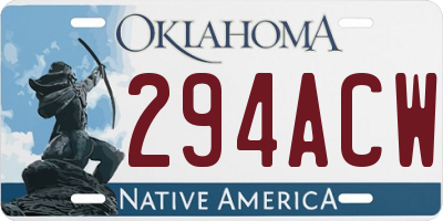OK license plate 294ACW
