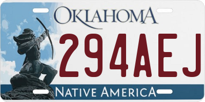 OK license plate 294AEJ
