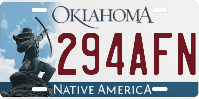 OK license plate 294AFN