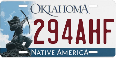 OK license plate 294AHF