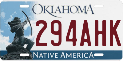 OK license plate 294AHK