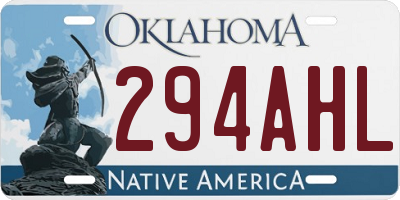 OK license plate 294AHL