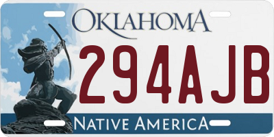 OK license plate 294AJB