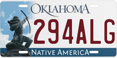 OK license plate 294ALG