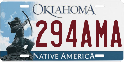 OK license plate 294AMA