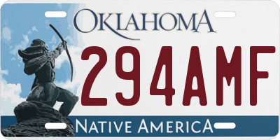 OK license plate 294AMF