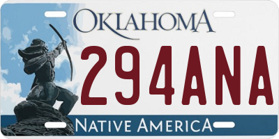OK license plate 294ANA