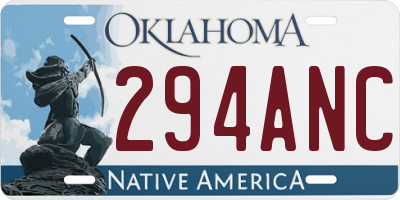 OK license plate 294ANC