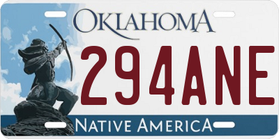 OK license plate 294ANE
