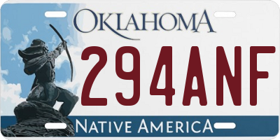 OK license plate 294ANF