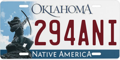 OK license plate 294ANI
