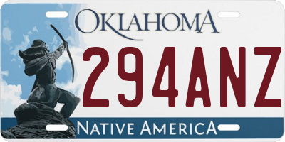 OK license plate 294ANZ