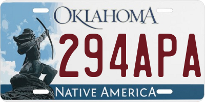 OK license plate 294APA