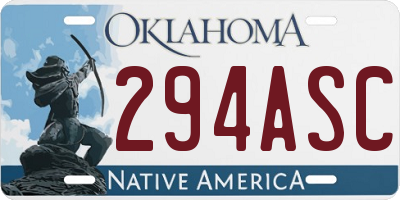 OK license plate 294ASC