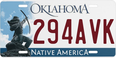 OK license plate 294AVK