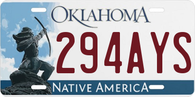 OK license plate 294AYS