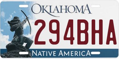 OK license plate 294BHA