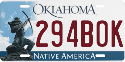 OK license plate 294BOK