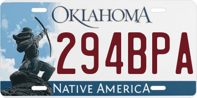 OK license plate 294BPA