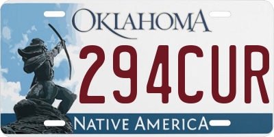 OK license plate 294CUR