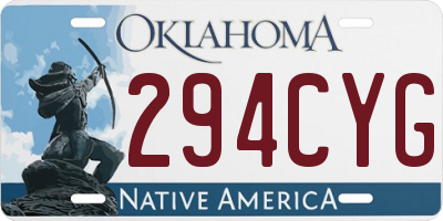 OK license plate 294CYG