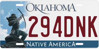 OK license plate 294DNK