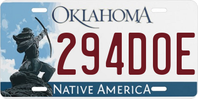 OK license plate 294DOE