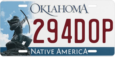 OK license plate 294DOP