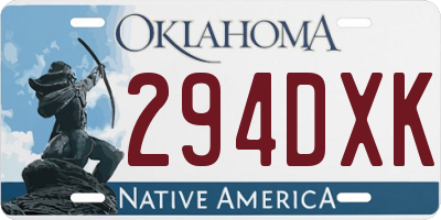 OK license plate 294DXK