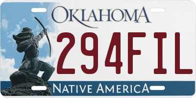 OK license plate 294FIL