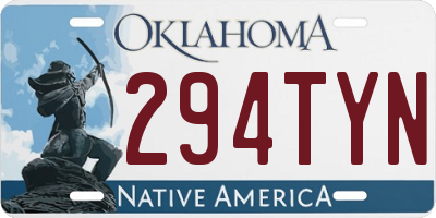 OK license plate 294TYN