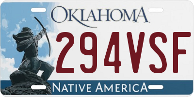 OK license plate 294VSF