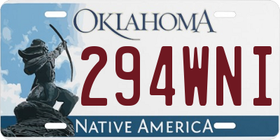OK license plate 294WNI