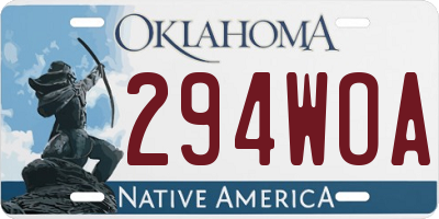 OK license plate 294WOA