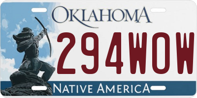 OK license plate 294WOW